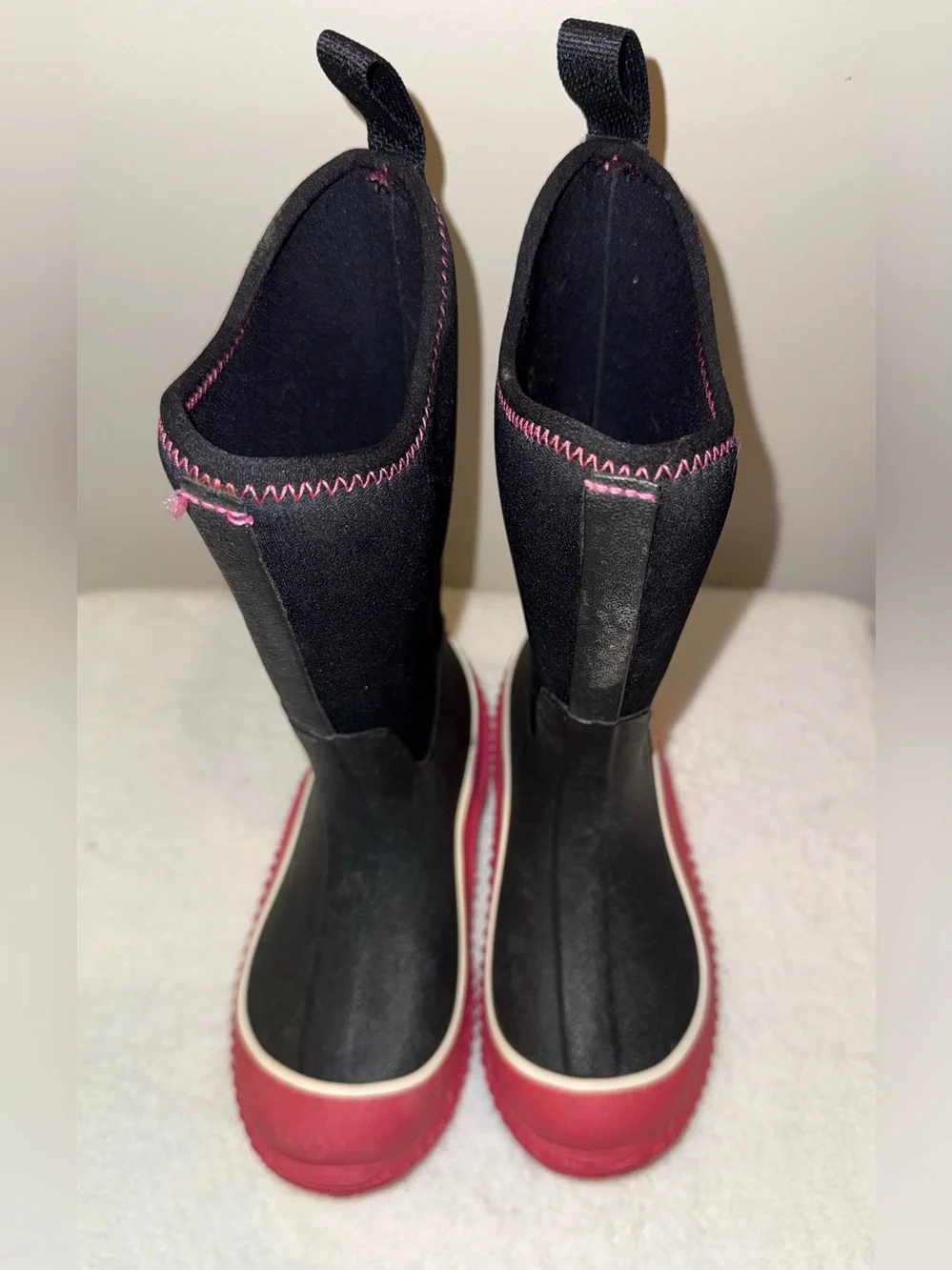 Muck Boot Company Kids Waterproof Neoprene Rain Boots Black Pink Youth Size 12